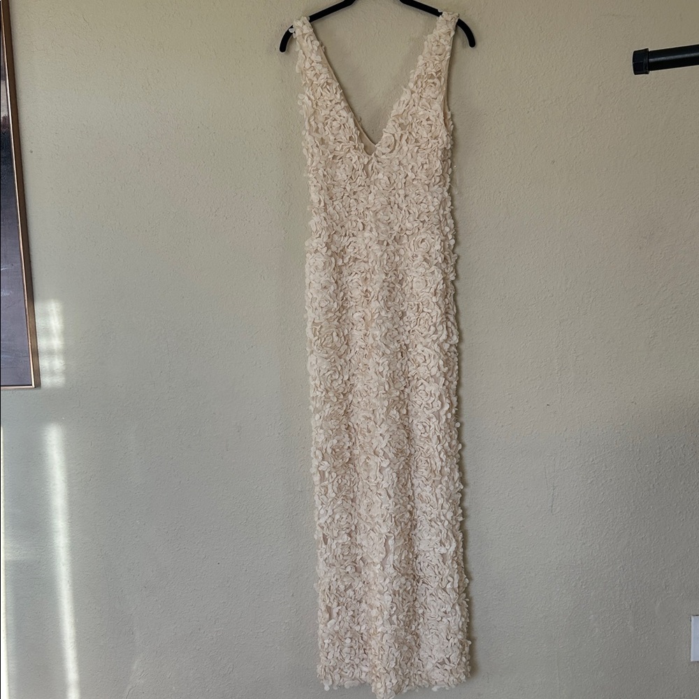 HOUSE OF CB CARENA CREME PLUNGE FLORAL‎ APPLIQUÉ MAXI DRESS size S NWOT - Picture 10 of 12